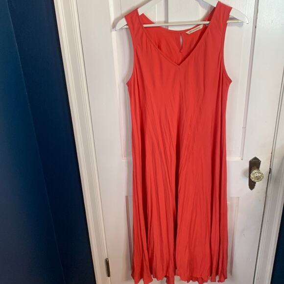 Soft Surroundings Orange Sleeveless V-Neck Maxi Sun Dress W-750 Size L Petite - Picture 1 of 7